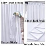$140 60ftx10ft Wrinkle Free White Backdrop Curtains for Parties, Silky Polyester Photo Backdrop Drapes 12 Panels 5x10ft Back Drop Cloth for Wedding Birthday Baby Shower Photography Background
