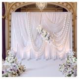 $140 60ftx10ft Wrinkle Free White Backdrop Curtains for Parties, Silky Polyester Photo Backdrop Drapes 12 Panels 5x10ft Back Drop Cloth for Wedding Birthday Baby Shower Photography Background