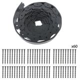 Garden Edge Strip, Lawn Grass and Stone Isolation Strip, 60Ft Long and 2Inch Wide and 60PCS Garden Edge Kit