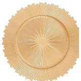 Charger Plates Bulk,100PCS Round Dinner Floral Plates, 13 Inch PP Charger Plate, Reusable Chargers Dishes for Upscale Wedding, Dining & Serving (50, Gold)