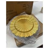 Charger Plates Bulk,100PCS Round Dinner Floral Plates, 13 Inch PP Charger Plate, Reusable Chargers Dishes for Upscale Wedding, Dining & Serving (50, Gold)