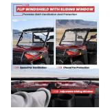 $430 StarknightMT 3-in-1 Flip Windshield with Sliding Window Compatible with Polaris Ranger XP 1000 / Crew (2017-2026) & Ranger 1000 (2020-2026), Hard Coated PC Front Windscreen, Work with Grab Bar