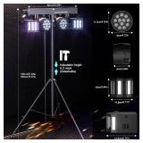 $140 5 in 1 DJ Lights with Stand Combination Party Light Dj Disco Lights Stage Lighting for Parties 3/6/15CH with Sound Activated,DMX,Remote Control Strobe LED Par Light for Weddings Birthday KTV-1PC