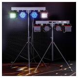 $140 5 in 1 DJ Lights with Stand Combination Party Light Dj Disco Lights Stage Lighting for Parties 3/6/15CH with Sound Activated,DMX,Remote Control Strobe LED Par Light for Weddings Birthday KTV-1PC