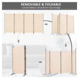 Spurgehom 4 Panel Room Divider Folding Privacy Screen, Freestanding Fabric Partition Portable Room Partition Wall Dividers for Home Office Room Restaurant, 136" W X 72" H (Beige)