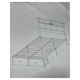 Twin bed with shelves and lights.
