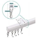 ChadMade Ceiling Track Kit with Hooks, Wall Mount Curtain Track, x-Large Size for Space 12ft - 18ft Wide, Single Window Rods Work with Grommet and Pinch Pleated Curtain, White