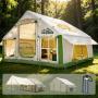 $450 Inflatable Tent with Skylight, Quick Setup Blow Up Tents with Pump, Hot Tent with Stove Jack, Waterproof Oxford Inflatable House for Camping, Air Glamping Tents for Camping Adult