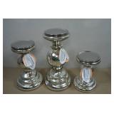 Set of Three Metallic Candle Holders - 6, 8 & 10"