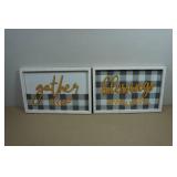 *2* Decorative Framed Wall Art - Gather & Blessings - 16"x10.5"