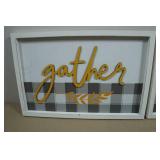 *2* Decorative Framed Wall Art - Gather & Blessings - 16"x10.5"