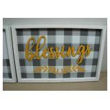 *2* Decorative Framed Wall Art - Gather & Blessings - 16"x10.5"