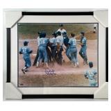 George Brett Autographed w/ Steinter COA Framed and Matted Baseball Photo Inscribed "HOF 99"