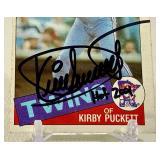 Kirby Puckett Autographed RC Inscribed "HOF 2001" EXTREMELY RARE! w/ Steve Grad COA Autograph Expert COA - 1985 Topps #536 Minnesota Twins Rookie Baseball Card