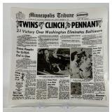 1965 Minnesota Twins "Twins Clinch Pennant" Minneapolis Tribune Candy Dish - Vintage