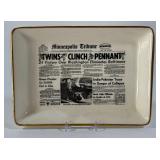 1965 Minnesota Twins "Twins Clinch Pennant" Custom Made For Herbert White Minneapolis Tribune Candy Dish - Vintage