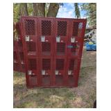 Large Red Lockers - 75" x 60" 22" - Mesh Units - 8 Lockers