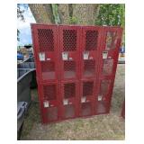 Large Red Lockers - 75" x 60" 22" - Mesh Units - 8 Lockers