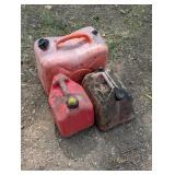 3 Red Older Gas Cans