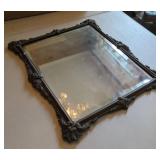Vintage Ornate Wall Mirror Dark Bronze Tone Frame 15x17 Very Good