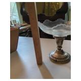 Sterling Silver Glass Pedestal Compote Footed Dish Approx 5.5 In