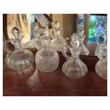 Vintage Clear Pressed Glass Cruet Bottle Set of 5 with Stoppers