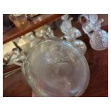 Vintage Clear Pressed Glass Cruet Bottle Set of 5 with Stoppers