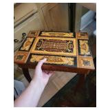 Inlaid Wood Lift-Top Side Table With Storage