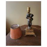 Ornate Cherub Table Lamp With Shade