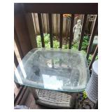 Rattan Wicker Glass Top End Table