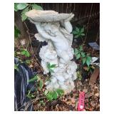 Garden Decor Mixed Lot - Metal Flower Stake & Cherub Statue