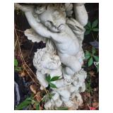 Garden Decor Mixed Lot - Metal Flower Stake & Cherub Statue