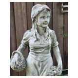 Decorative Garden Girl Statue With Flower Baskets