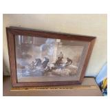 Antique Framed Sepia Classical Mythological Art Print Wood Frame