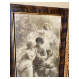 Vintage Framed Classical Figural Print Faux Wood Frame Wall Art 34in