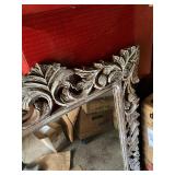 Hand Carved Mango Wood Wall Mirror Distressed Whitewash 39in