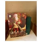 Fitz and Floyd Christmas Santa Figurine & Platter Pair in Boxes