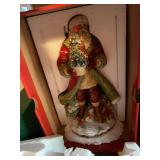 Fitz and Floyd Christmas Santa Figurine & Platter Pair in Boxes