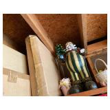 Large Santa Christmas Decor Figure Green Gold Striped Suit See Photos