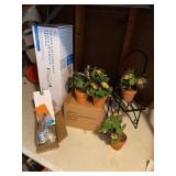 Mixed Household Decor Lot Artificial Potted Flowers Rack Stand Open Box