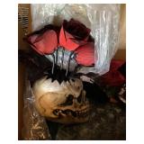 Halloween Decor Lot Skull Roses Raven Skeleton Hand Crystal Ball