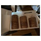 Boxed 3-Piece Tumbler Gift Set Brown Textured Cups w Spoon