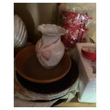 Mixed Ceramic Decor Lot Mugs Vase Figurines Bowls Assorted Shelf Group