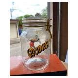 Disney Mickey Mouse Halloween Glass Treat Jar w/ Peanuts Box