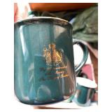 Gevalia Cafe Mug Set of 4 Green Gold Rim King of Sweden Crest Boxed