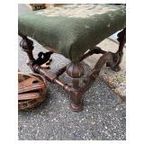Antique Victorian Footstool Needlepoint Upholstery Wood Base Repair
