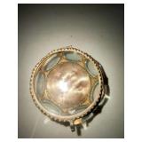 Antique Round Ormolu Jewelry Casket Beveled Glass Trinket Box