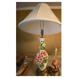 Pair of Vintage Table Lamps Floral Ceramic & Figural Child Lamps