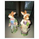 Mixed Easter Decor Lot Bunny Figurines Plates Candles Plush Ornaments