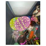 Mixed Easter Decor Lot Bunny Figurines Plates Candles Plush Ornaments